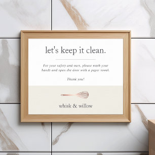 Rose Gold Whisk Bakery Retail Bathroom Handwashing Poster