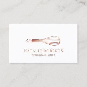 Rose Gold Whisk Pastry Bakery Personal Chef Business Card