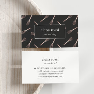 Rose Gold Whisk Pattern Chef Catering Bakery Business Card