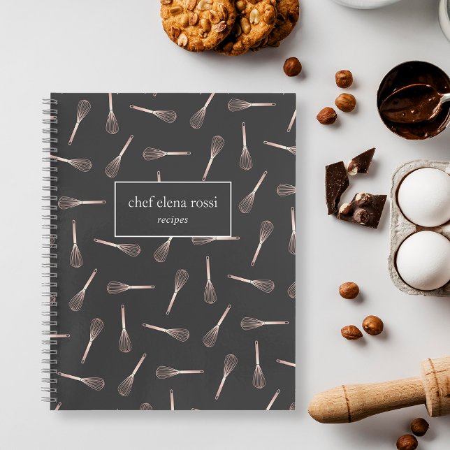 Rose Gold Whisk Pattern | Chef Catering Recipe Notebook (Creator Uploaded)