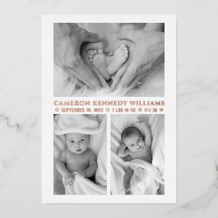 Rose Gold White 3 Photo Hello Baby Newborn Birth