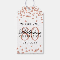 Rose Gold White 80 Birthday Thank You Glitter