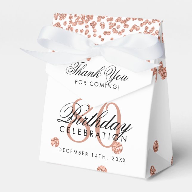 Rose Gold White 80th Birthday Thank You Confetti Favour Box (Front Side)