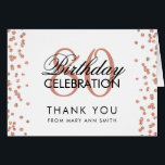 Rose Gold White 80th Birthday Thank you Glitter<br><div class="desc">Elegant 80th Birthday Party Rose Gold Faux Glitter Confetti White template. Easy to use and easy to personalise. Order Today!</div>