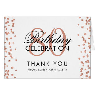 Rose Gold White 80th Birthday Thank you Glitter