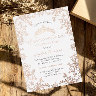 Rose Gold White Blush Elegant Vintage Quinceanera