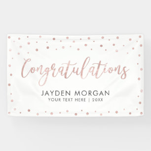 Rose Gold & White   Congratulations Event Party Banner