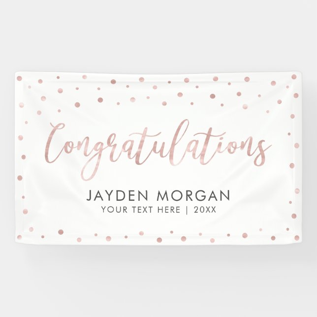 Rose Gold & White | Congratulations Event Party Banner (Horizontal)