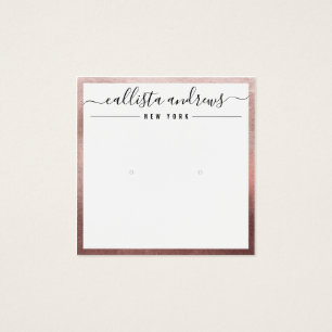 Rose Gold White Cursive Earring Display Card