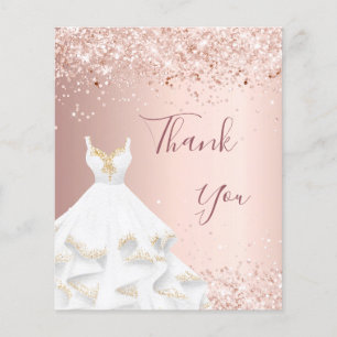 Rose gold white dress thank you card