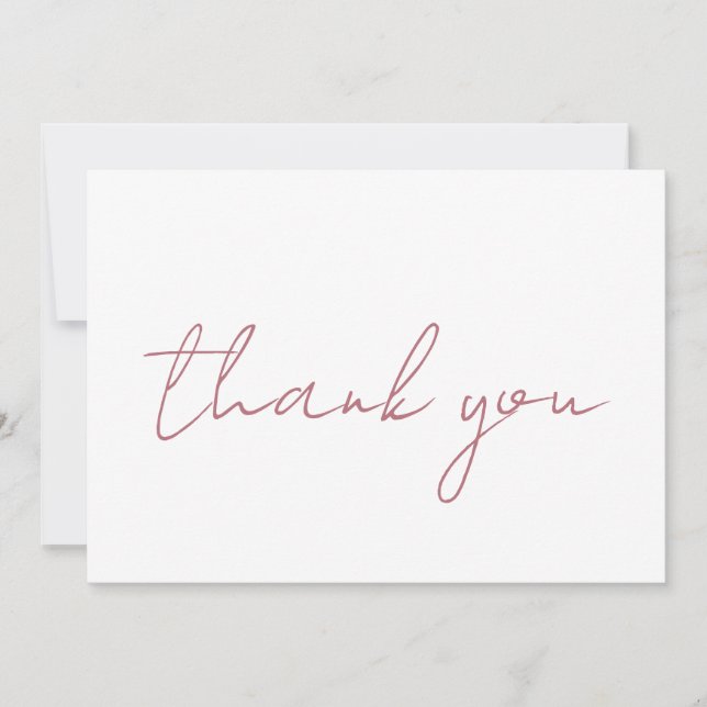 Rose Gold White Elegant Modern Plain Handwriting Thank You Card (Front)