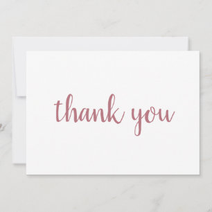 Rose Gold White Elegant Modern Plain Handwriting Thank You Card
