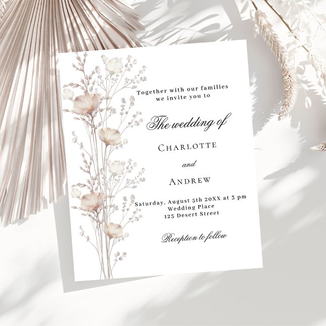 Rose gold white floral budget wedding invitation (Creator Uploaded)