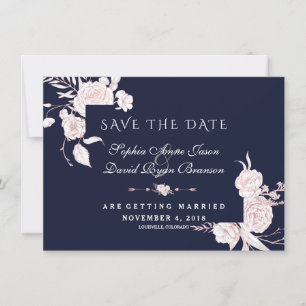 Rose Gold White Flowers Frame Wedding Save The Date