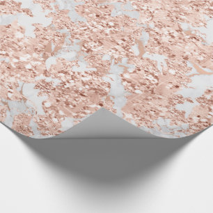 Rose Gold White Grey Glitter Bride Marble Elegant Wrapping Paper