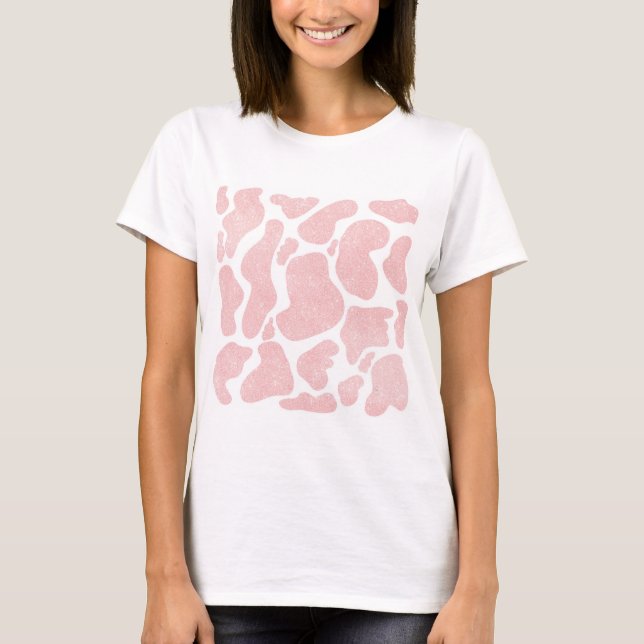 Rose Gold white Large Cow Spots Animal Pattern T-Shirt (Front)