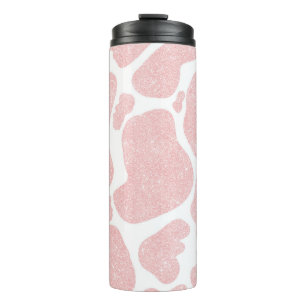 Rose Gold white Large Cow Spots Animal Pattern Thermal Tumbler