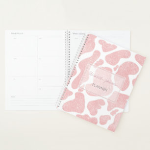Rose Gold white Large Cow Spots Animal Print Planner