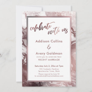 Rose Gold & White Marble Celebrate with Us Invitation
