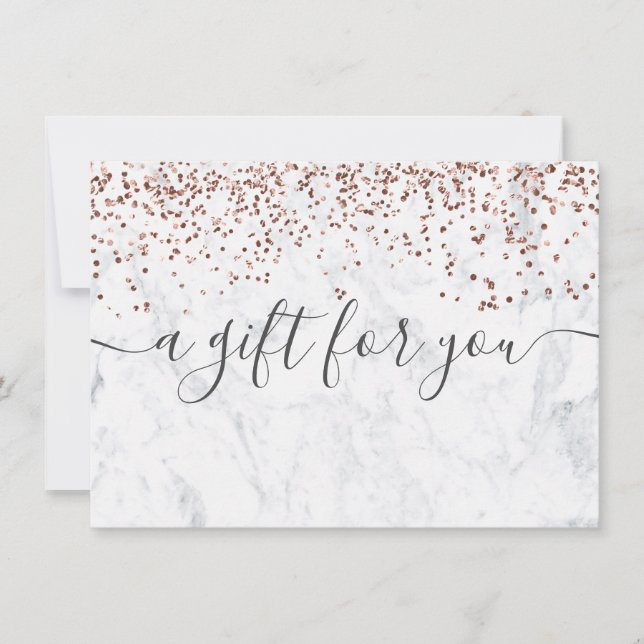Rose gold white marble elegant gift certificate (Front)