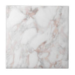 Rose Gold White Marble Elegant Trendy Template Tile<br><div class="desc">Rose Gold White Marble Elegant Trendy Template Square Ceramic Tile.</div>