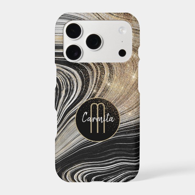 Rose Gold White Marble Glitter Monogram (Back)