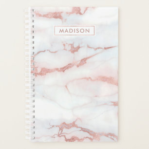 Rose Gold White Marble Personalised Name Custom Planner
