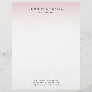 Rose Gold White Minimalist Elegant Modern Custom Letterhead