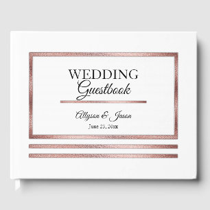 Rose Gold   White Modern Simple Elegant Wedding Guest Book