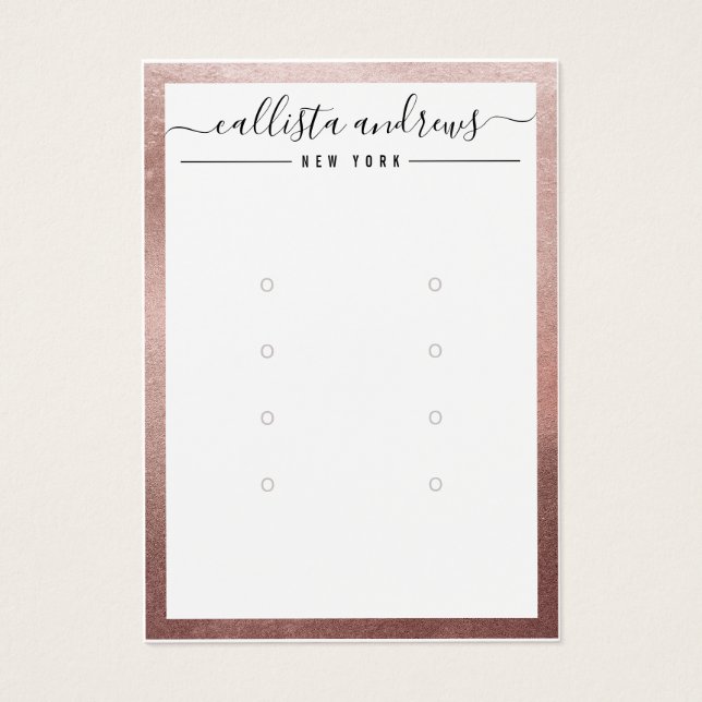 Rose Gold White Multiple Earring Display Card (Front)