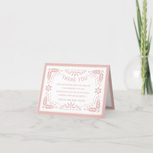 Rose gold, white papel picado Baby girl Shower Thank You Card
