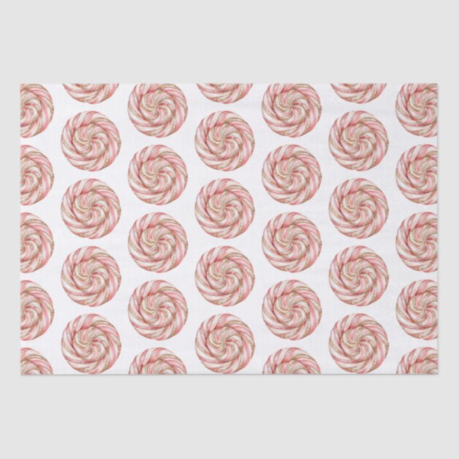 Rose Gold White Peppermints Christmas   Tissue Paper (Front)