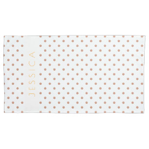 Rose-gold & White Polkadots Pattern Pillowcase