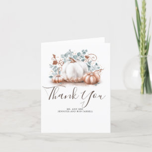 Rose Gold & White Pumpkins Fall Wedding Thank You