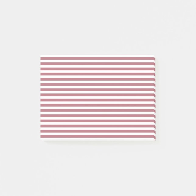 Rose Gold White Simple Horizontal Striped Post-it Notes (Front)