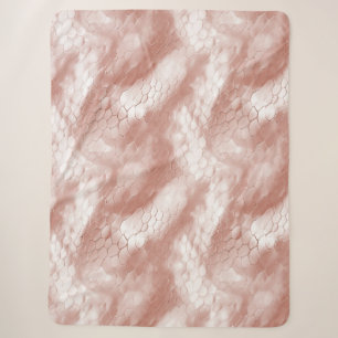 Rose Gold White Snake Skin Sherpa Blanket