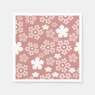 Rose Gold & White Star & Snowflake Pattern Napkin