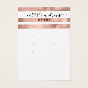 Rose Gold White Stripes Earring Display Card