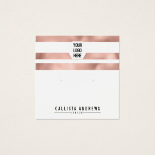 Rose Gold White Stripes Logo Earring Display Card