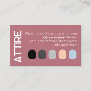 Rose Gold White Wedding Attire Dress Code Card
