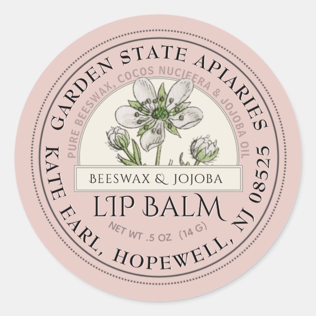 Rose Gold Wildflower Lip Balm Label (Front)