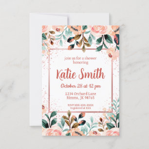 Rose Gold Wildflower Shower Invitation