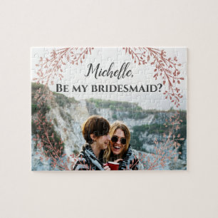 Rose Gold Will you be my bridesmaid proposal Chic Jigsaw Puzzle