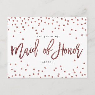 rose gold will you be my maid of honor card