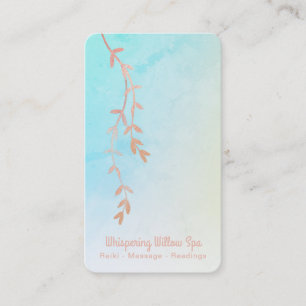 *~* Rose Gold Willow Tree Branch Pastel Ombre Business Card
