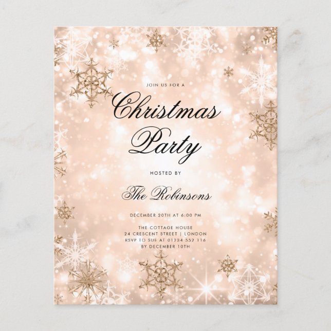 Rose Gold Winter Holiday Invite Program Menu (Front)