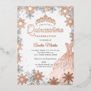 Rose Gold Winter Snowflake Quinceanera