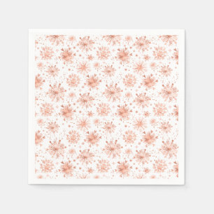 Rose Gold Winter Snowflakes on White Napkin