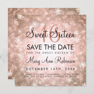 Rose Gold Winter Sweet 16 Birthday Party Invitation