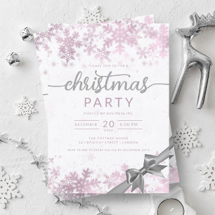 Rose Gold Winter Wonder Company Christmas Invitation